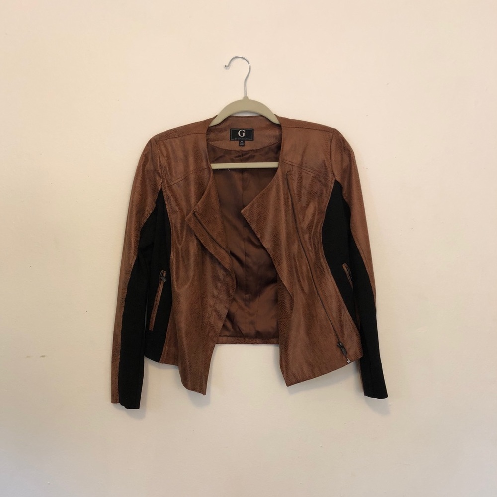 Brown snakeskin moto jacket